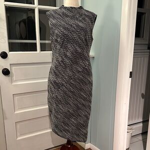 Banana Republic Textured Black and Gray Midi Dress